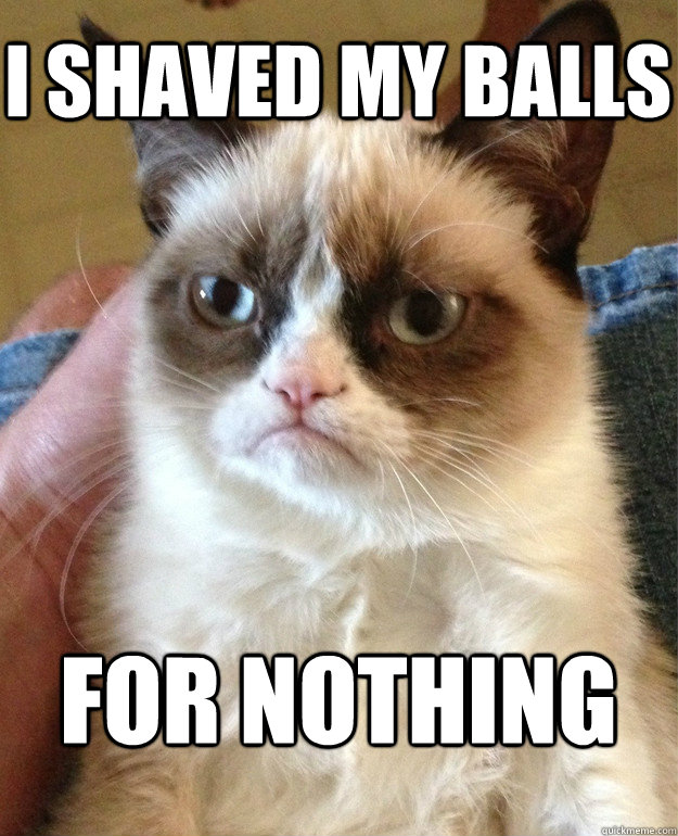 i shaved my balls  for nothing   Grumpy Cat