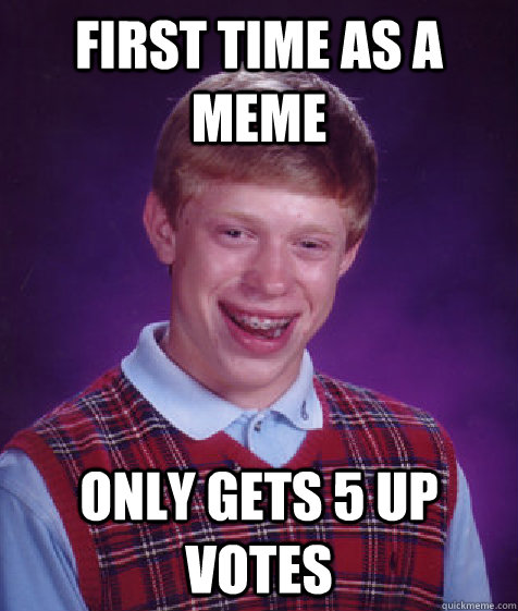 First time as a meme Only gets 5 up votes  Bad Luck Brian