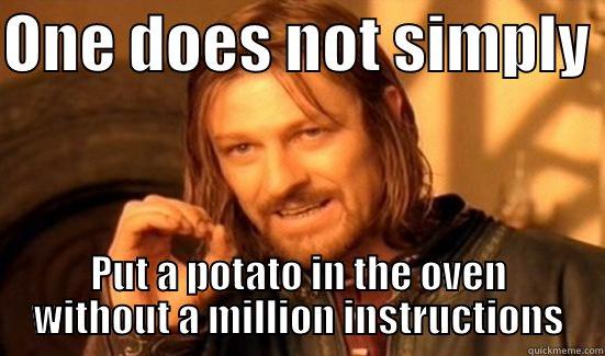 Potato Oven - ONE DOES NOT SIMPLY  PUT A POTATO IN THE OVEN WITHOUT A MILLION INSTRUCTIONS Boromir