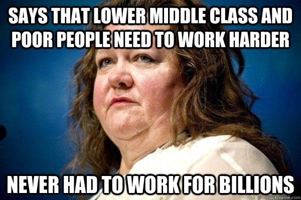 Says that lower middle class and poor people need to work harder never had to work for billions  Spiteful Billionaire