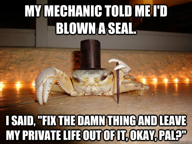 my mechanic told me i'd blown a seal. i said, 