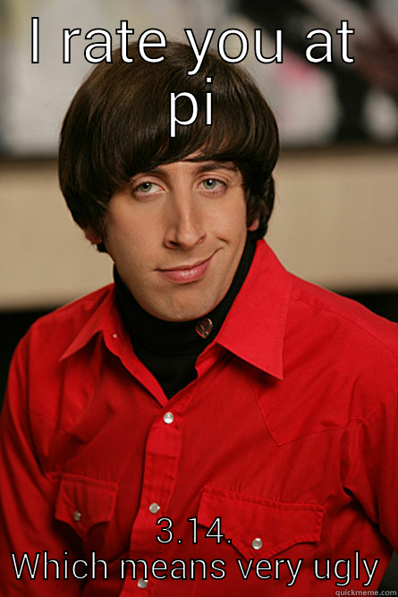 I RATE YOU AT PI 3.14. WHICH MEANS VERY UGLY Pickup Line Scientist