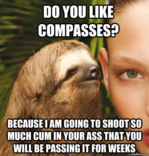 Do you like compasses? Because I am going to shoot so much cum in your ass that you will be passing it for weeks  rape sloth