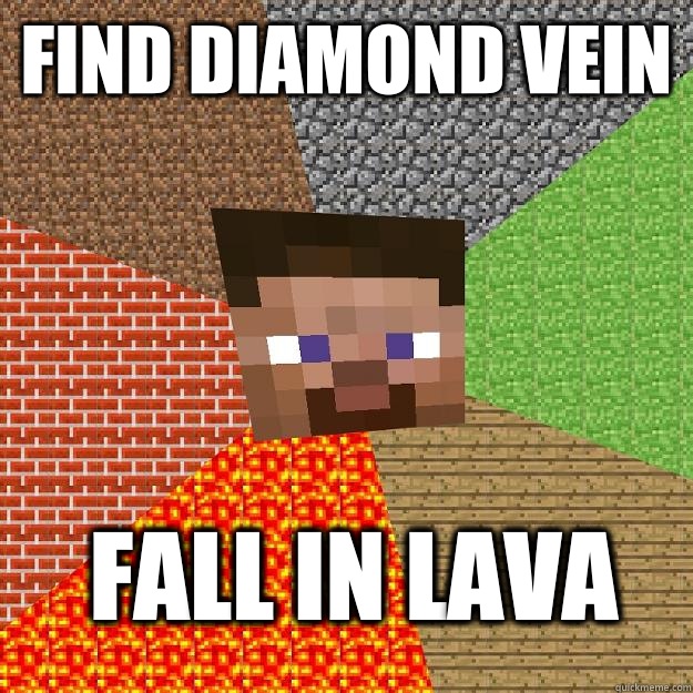 Find diamond vein Fall in lava  Minecraft