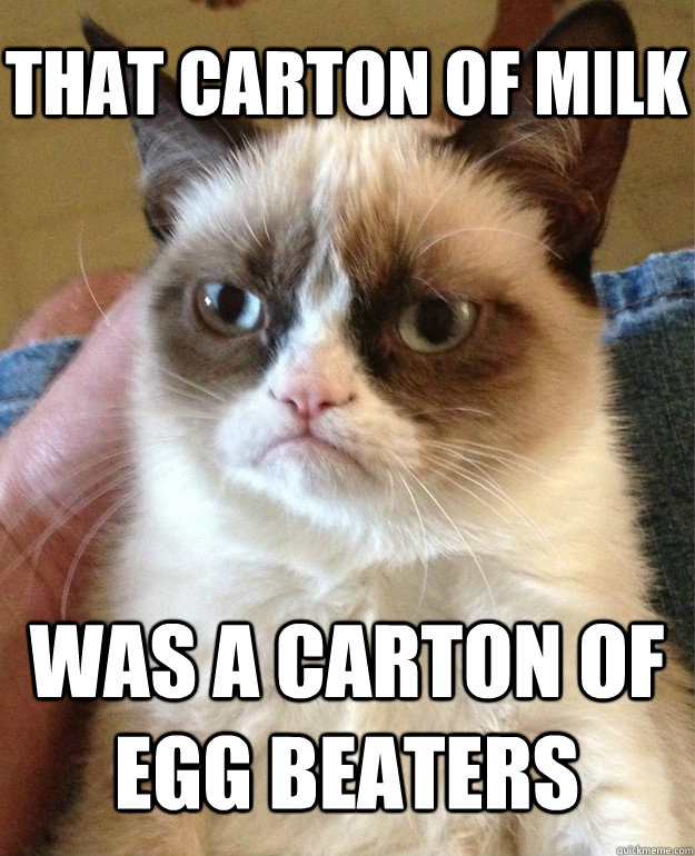 That carton of milk was a carton of egg beaters  Grumpy Cat