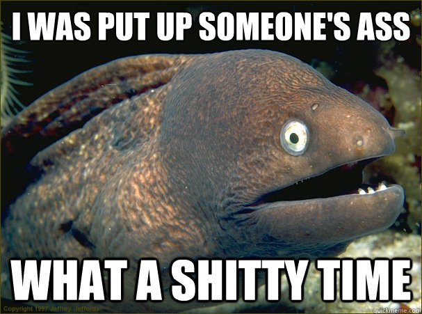 I was put up someone's ass what a shitty time  Bad Joke Eel