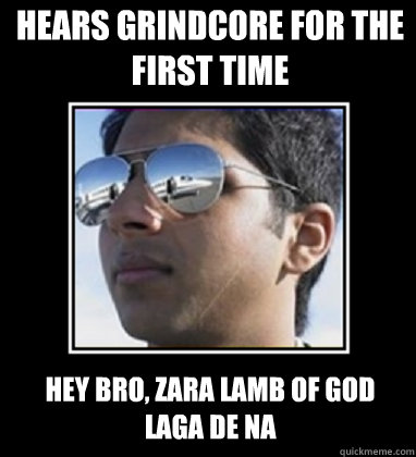 hears grindcore for the first time hey bro, zara lamb of god laga de na  Rich Delhi Boy