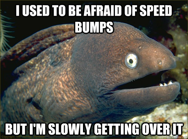 I used to be afraid of speed bumps But I'm slowly getting over it  Bad Joke Eel