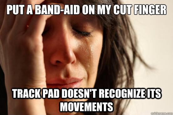 Put a band-aid on my cut finger TRack pad doesn't recognize its movements  First World Problems