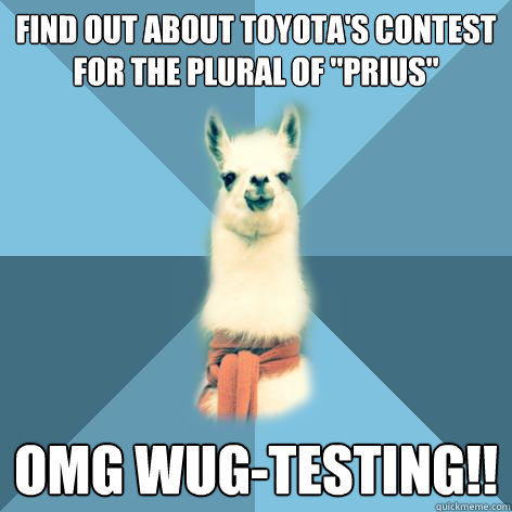 Find out about Toyota's contest for the plural of 