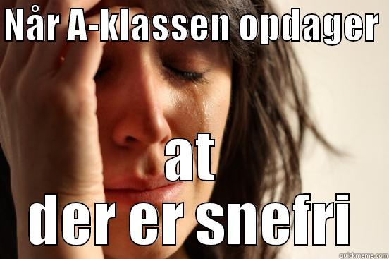 NÅR A-KLASSEN OPDAGER  AT DER ER SNEFRI First World Problems