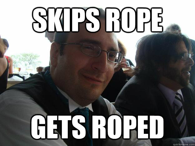 skips rope gets roped  