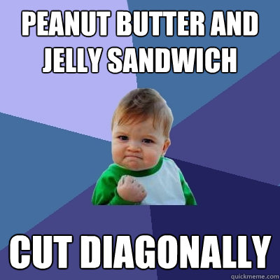 Peanut Butter and Jelly sandwich cut diagonally  Success Kid