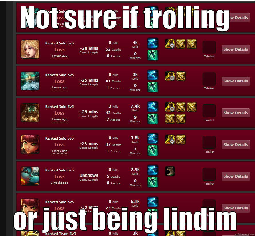 Not sure if lindim - NOT SURE IF TROLLING OR JUST BEING LINDIM Misc