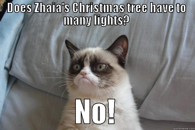 DOES ZHAIA'S CHRISTMAS TREE HAVE TO MANY LIGHTS? NO! Grumpy Cat