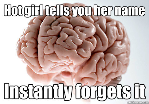 Hot girl tells you her name Instantly forgets it  Scumbag Brain