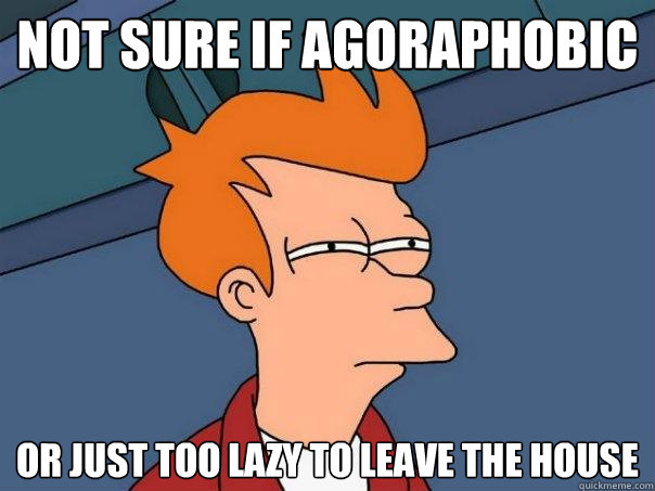 Not sure if agoraphobic Or just too lazy to leave the house  Futurama Fry