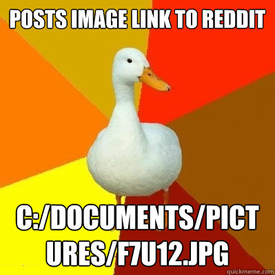 posts image link to reddit C:/documents/pictures/f7u12.jpg  Tech Impaired Duck