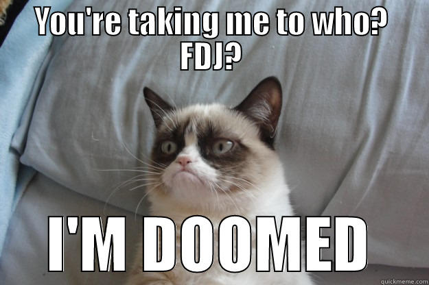 YOU'RE TAKING ME TO WHO? FDJ? I'M DOOMED Grumpy Cat