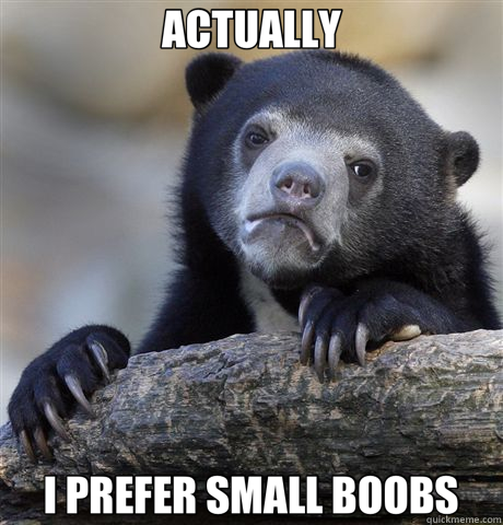 ACTUALLY I PREFER SMALL BOOBS  Confession Bear