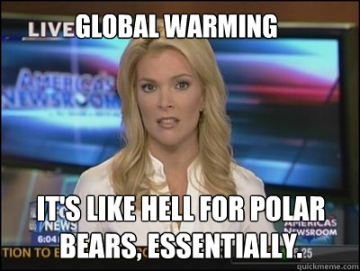 global warming It's like hell for polar bears, essentially.  Megyn Kelly