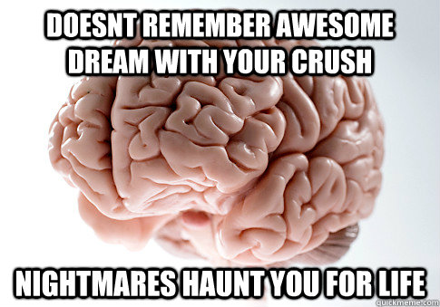 doesnt remember awesome dream with your crush nightmares haunt you for life  Scumbag Brain