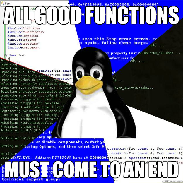 ALL GOOD FUNCTIONS MUST COME TO AN END  Computer Science Penguin