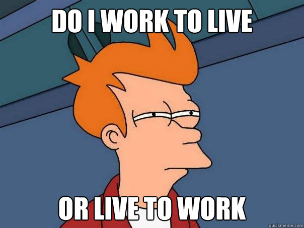 do i work to live or live to work  Futurama Fry