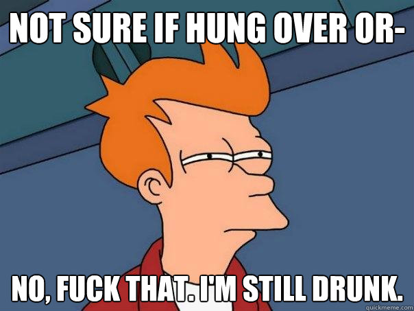 Not Sure if hung over or- No, fuck that. I'm still drunk.  Futurama Fry