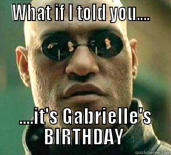  WHAT IF I TOLD YOU....     ....IT'S GABRIELLE'S BIRTHDAY Matrix Morpheus