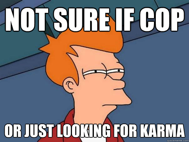 Not sure if cop Or just looking for karma - Not sure if cop Or just looking for karma  Futurama Fry