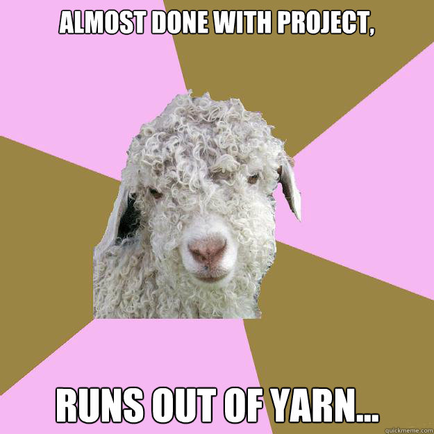 Almost done with project, Runs out of yarn...  Crochet goat