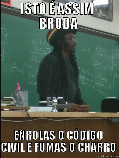 ISTO É ASSIM  BRODA ENROLAS O CÓDIGO CIVIL E FUMAS O CHARRO Rasta Science Teacher