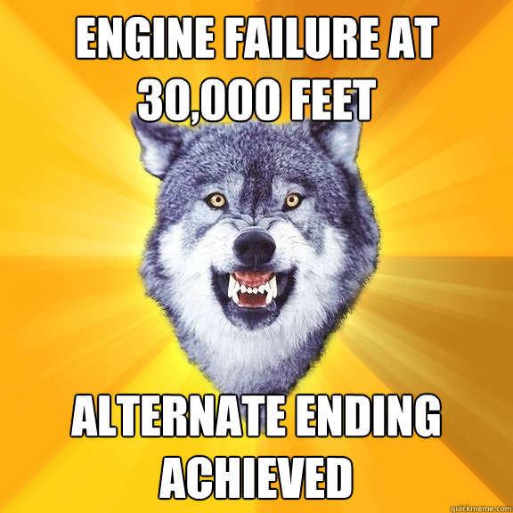 engine failure at 30,000 feet alternate ending achieved  Courage Wolf