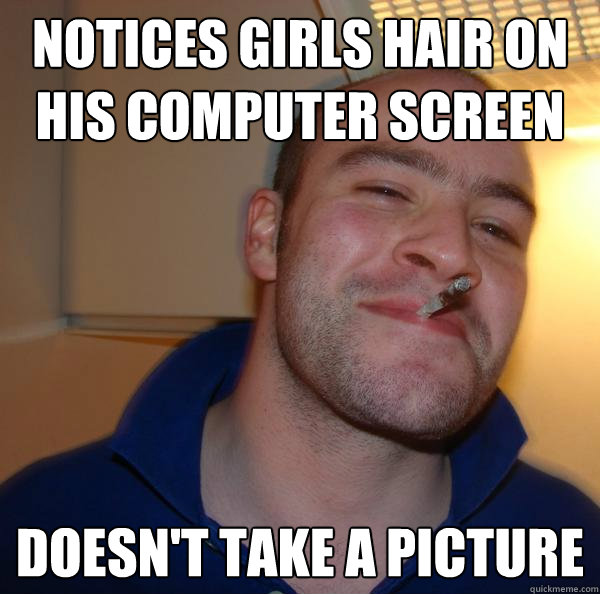 Notices Girls hair on his computer screen Doesn't take a picture - Notices Girls hair on his computer screen Doesn't take a picture  Misc