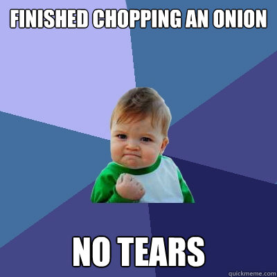 Finished chopping an onion No tears  Success Kid