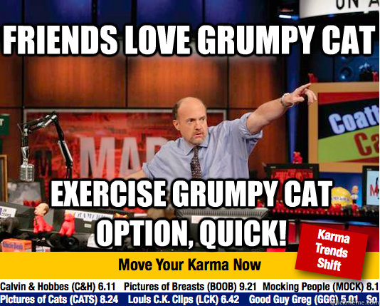 Friends love grumpy cat exercise grumpy cat option, quick!  Mad Karma with Jim Cramer