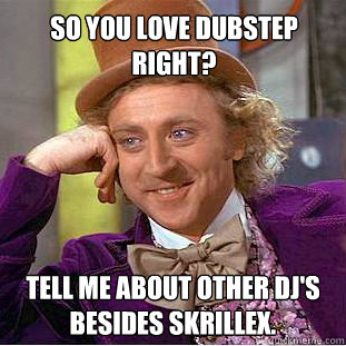 So you love dubstep right? Tell me about other Dj's besides skrillex.  Willy Wonka Meme