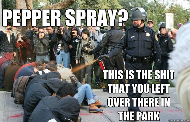 Pepper Spray? This is the shit that you left over there in the park  Pimp Pepper Spray Cop