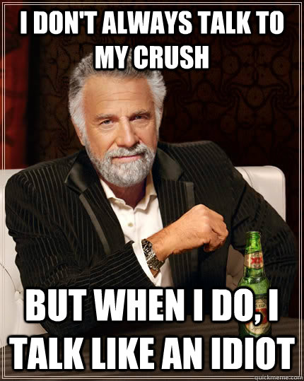 I don't always talk to my crush but when I do, i talk like an idiot  The Most Interesting Man In The World