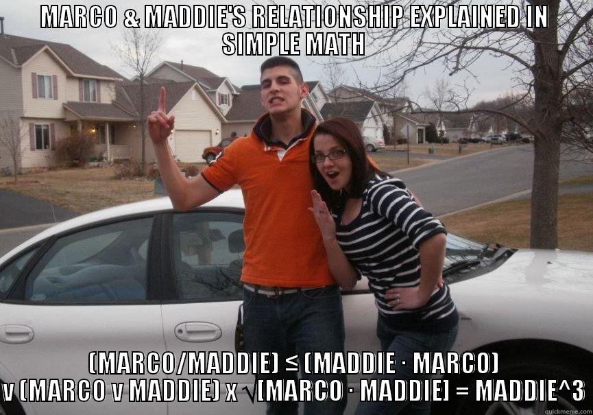 MARCO & MADDIE'S RELATIONSHIP EXPLAINED IN SIMPLE MATH (MARCO/MADDIE) ≤ (MADDIE · MARCO) V (MARCO V MADDIE) X √[MARCO · MADDIE] = MADDIE^3 Misc