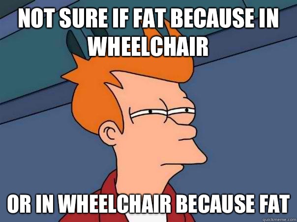 Not sure if fat because in wheelchair Or in wheelchair because fat - Not sure if fat because in wheelchair Or in wheelchair because fat  Futurama Fry