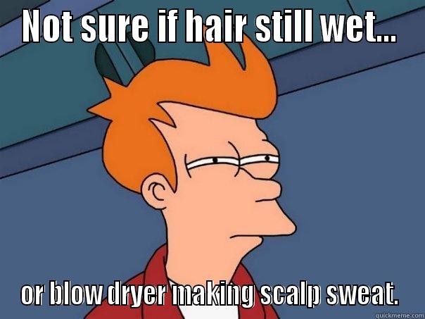 NOT SURE IF HAIR STILL WET... OR BLOW DRYER MAKING SCALP SWEAT. Futurama Fry