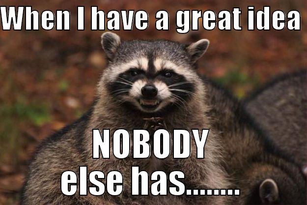 WHEN I HAVE A GREAT IDEA  NOBODY ELSE HAS........ Evil Plotting Raccoon