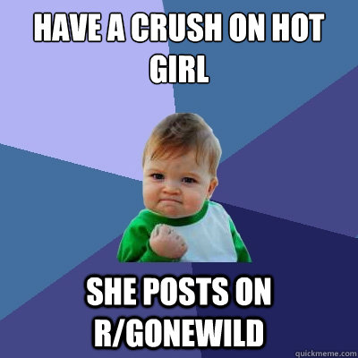 Have a Crush on Hot girl She posts on R/gonewild  Success Kid