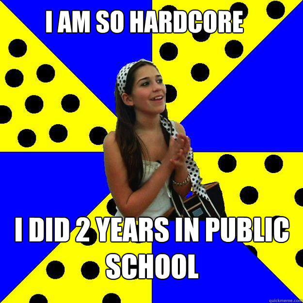 I AM SO HARDCORE I DID 2 YEARS IN PUBLIC SCHOOL  Sheltered Suburban Kid