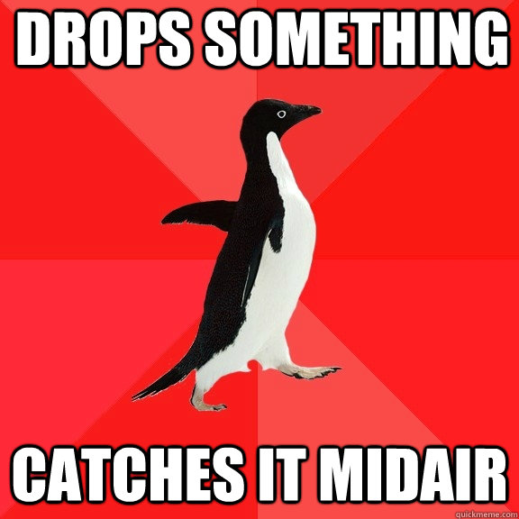 Drops something catches it midair  Socially Awesome Penguin