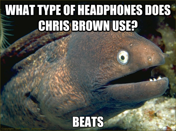 What type of headphones does chris brown use? Beats - What type of headphones does chris brown use? Beats  Bad Joke Eel