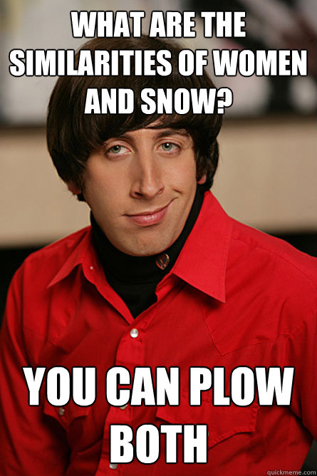 What are the similarities of women and snow? You can plow both   Pickup Line Scientist