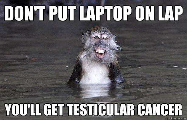 Don't put laptop on lap You'll get testicular cancer  